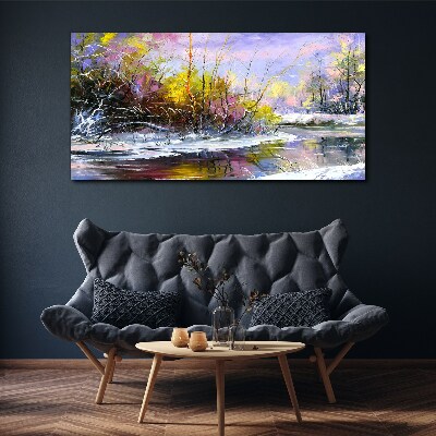 Obraz Canvas zima drzewa rzeka przyroda