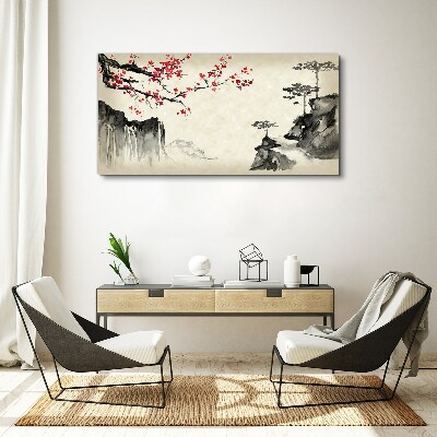 Obraz Canvas Krajobraz z kwitnącymi gałęziami