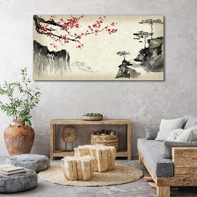 Obraz Canvas Krajobraz z kwitnącymi gałęziami