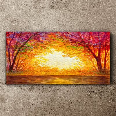 Obraz Canvas woda jesień zachód słońca