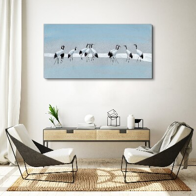 Obraz Canvas Stada żurawi na niebieskim tle