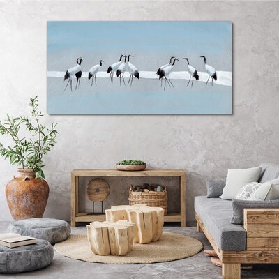 Obraz Canvas Stada żurawi na niebieskim tle