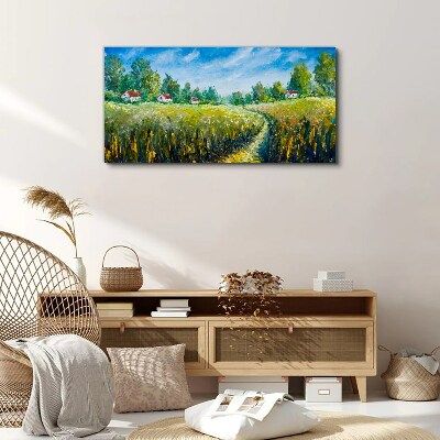 Obraz Canvas wieś drzewa niebo krajobraz