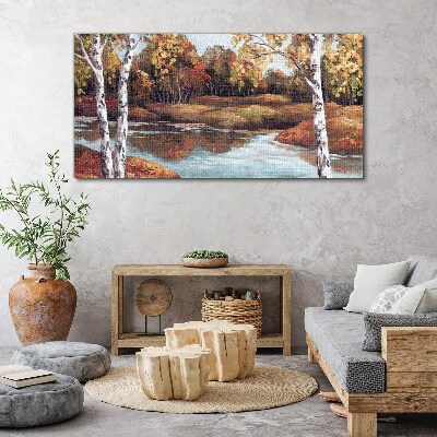Obraz Canvas las rzeka krajobraz