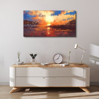 Obraz Canvas Jezioro Chmury Zachód słońca