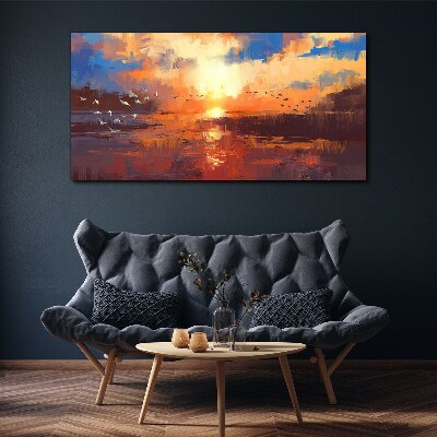 Obraz Canvas Jezioro Chmury Zachód słońca