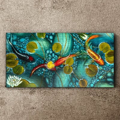 Obraz Canvas Wodne refleksje z rybami i liliami