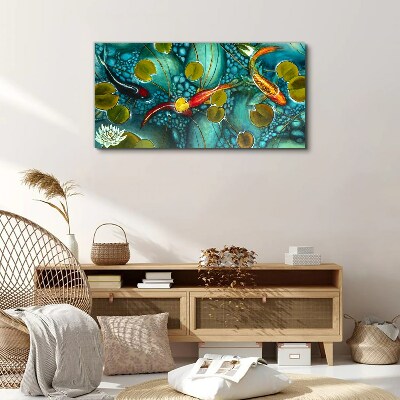Obraz Canvas Wodne refleksje z rybami i liliami
