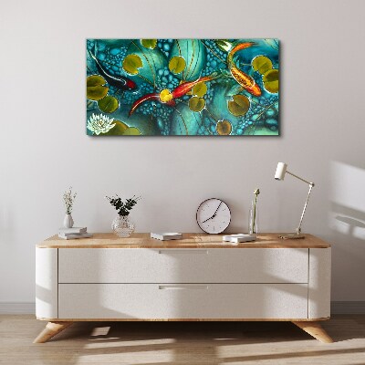 Obraz Canvas Wodne refleksje z rybami i liliami