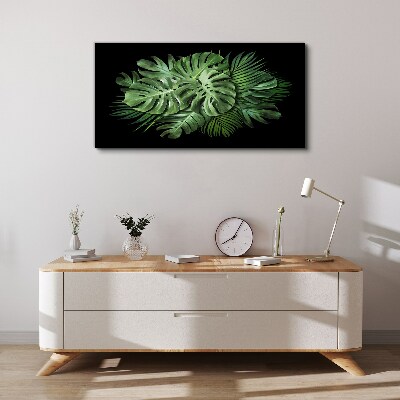 Obraz Canvas Tropikalna zieleń na czarnym tle