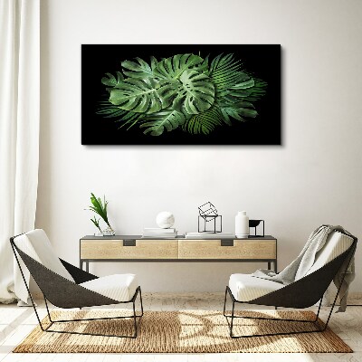 Obraz Canvas Tropikalna zieleń na czarnym tle