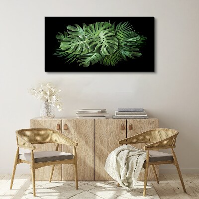 Obraz Canvas Tropikalna zieleń na czarnym tle