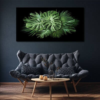 Obraz Canvas Tropikalna zieleń na czarnym tle