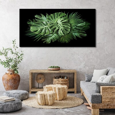 Obraz Canvas Tropikalna zieleń na czarnym tle