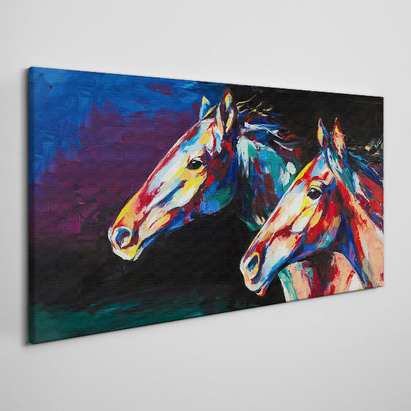 Obraz Canvas Kolorowe konie w ruchu