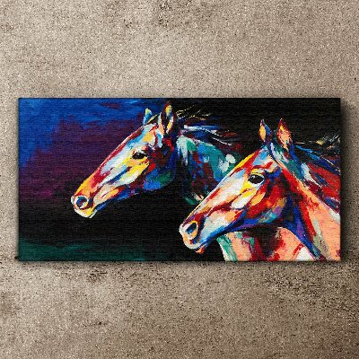 Obraz Canvas Kolorowe konie w ruchu