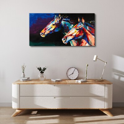 Obraz Canvas Kolorowe konie w ruchu