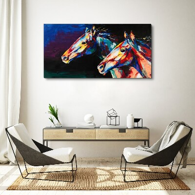 Obraz Canvas Kolorowe konie w ruchu