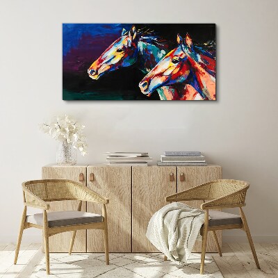 Obraz Canvas Kolorowe konie w ruchu