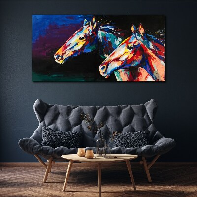 Obraz Canvas Kolorowe konie w ruchu