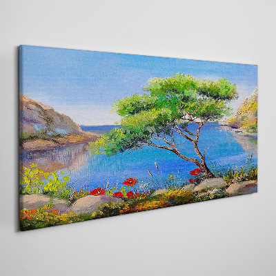 Obraz Canvas Kwiaty Drzewo Morze Natura