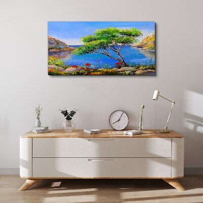 Obraz Canvas Kwiaty Drzewo Morze Natura
