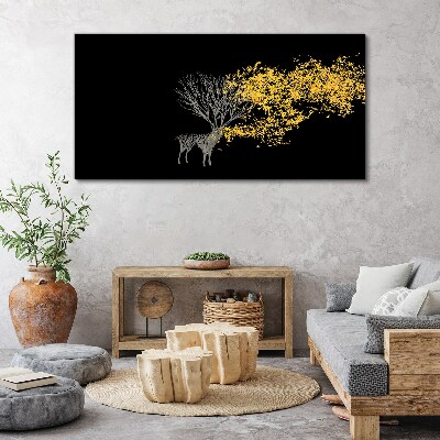 Obraz Canvas Złote liście na tle czerni