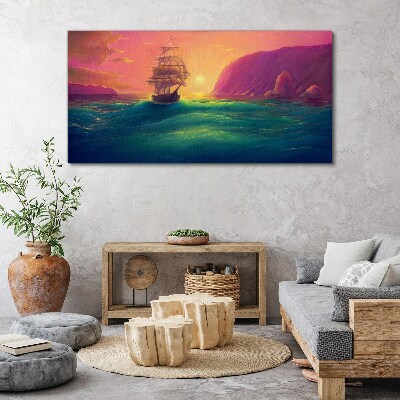Obraz na Płótnie morze statki zachód słońca