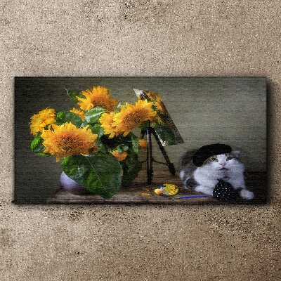 Obraz Canvas Kwiaty Zwierzę Kot