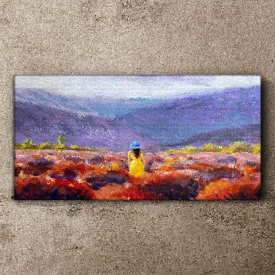 Obraz Canvas Kobieta w fioletowym krajobrazie