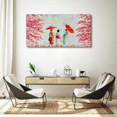 Obraz Canvas Wiosenny spacer pod kwitnącymi drzewami