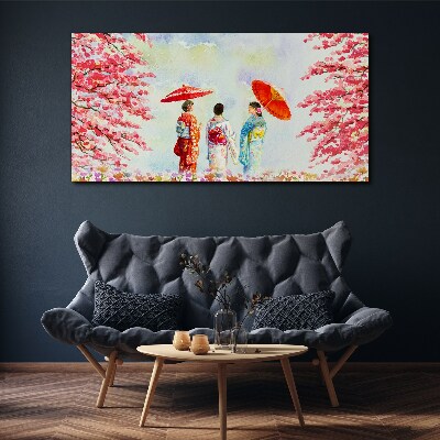 Obraz Canvas Wiosenny spacer pod kwitnącymi drzewami