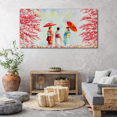 Obraz Canvas Wiosenny spacer pod kwitnącymi drzewami
