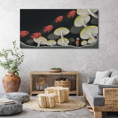 Obraz Canvas Fantastyczny świat ryb i grzybów