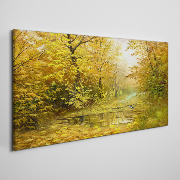 Obraz na Płótnie las rzeka jesień przyroda