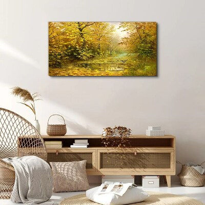 Obraz na Płótnie las rzeka jesień przyroda