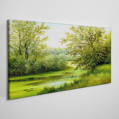 Obraz Canvas Zielony krajobraz nad wodą