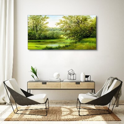 Obraz Canvas Zielony krajobraz nad wodą
