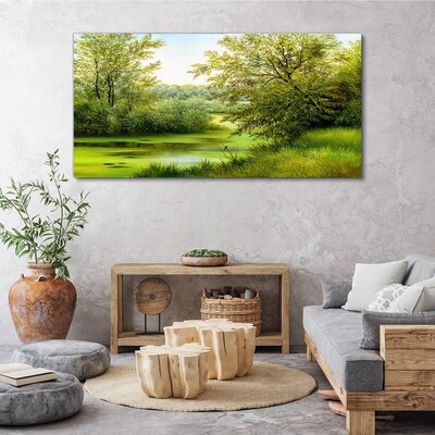 Obraz Canvas Zielony krajobraz nad wodą