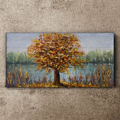 Obraz na Płótnie Jezioro Drzewa Jesień Liście