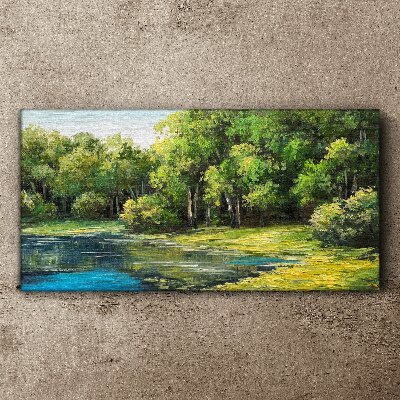 Obraz Canvas las jezioro krzewy przyroda