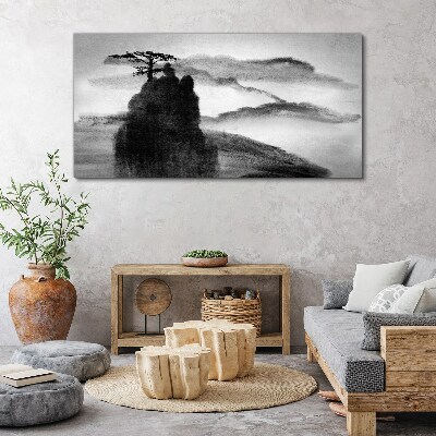 Obraz Canvas Samotne drzewo na skalistej górze