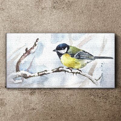 Obraz Canvas Zimowy śpiewak na gałęzi