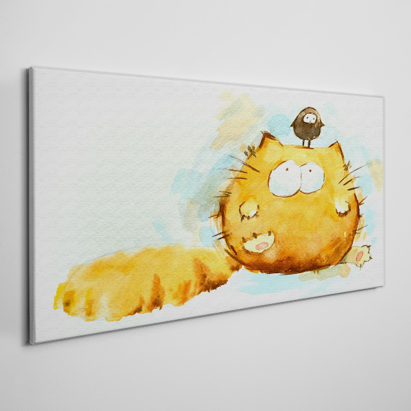 Obraz Canvas Kota z ptaszkiem