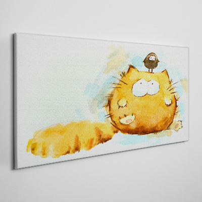 Obraz Canvas Kota z ptaszkiem