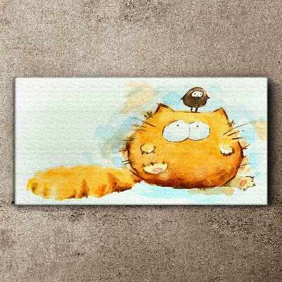Obraz Canvas Kota z ptaszkiem