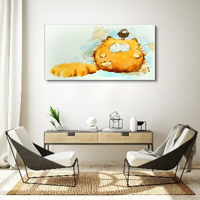 Obraz Canvas Kota z ptaszkiem