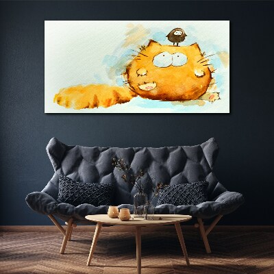 Obraz Canvas Kota z ptaszkiem