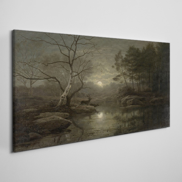 Obraz Canvas Nocny pejzaż z jeleniem