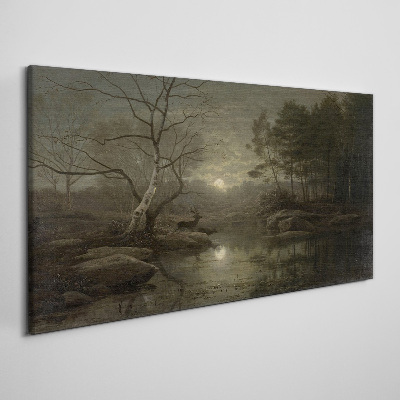 Obraz Canvas Nocny pejzaż z jeleniem